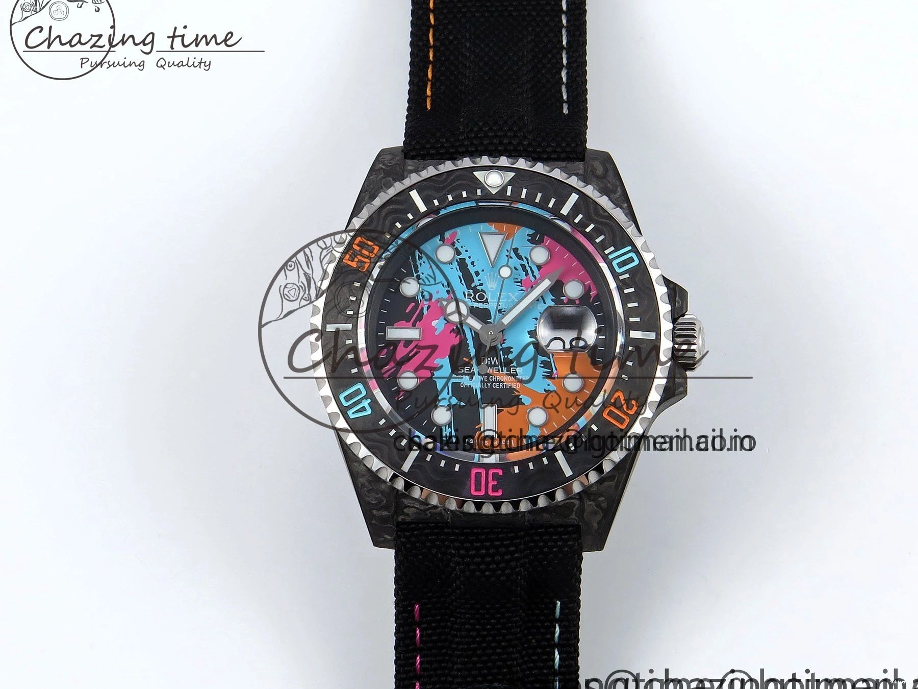 on Graffiti Nylon Best Black Carbon Strap A2824 DIWF Dweller Sea 43mm Edition Dial 0415